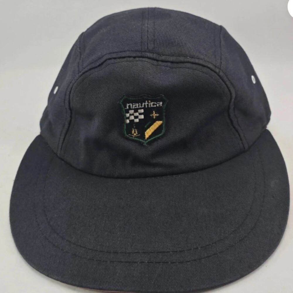 Vintage 90s Rare Nautica Dark Navy Blue Long Bill Hat Cap Duck Bill VTG